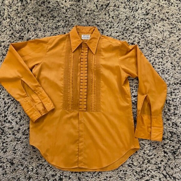 Vintage Arrow Terricota Formal Wear Shirt 16-33 Made in Canada. Orange ruffles - Picture 1 of 13